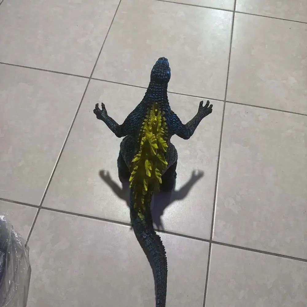 Vintage Godzilla Action Figure Toy Statue Black Blue Scales Y2K Style